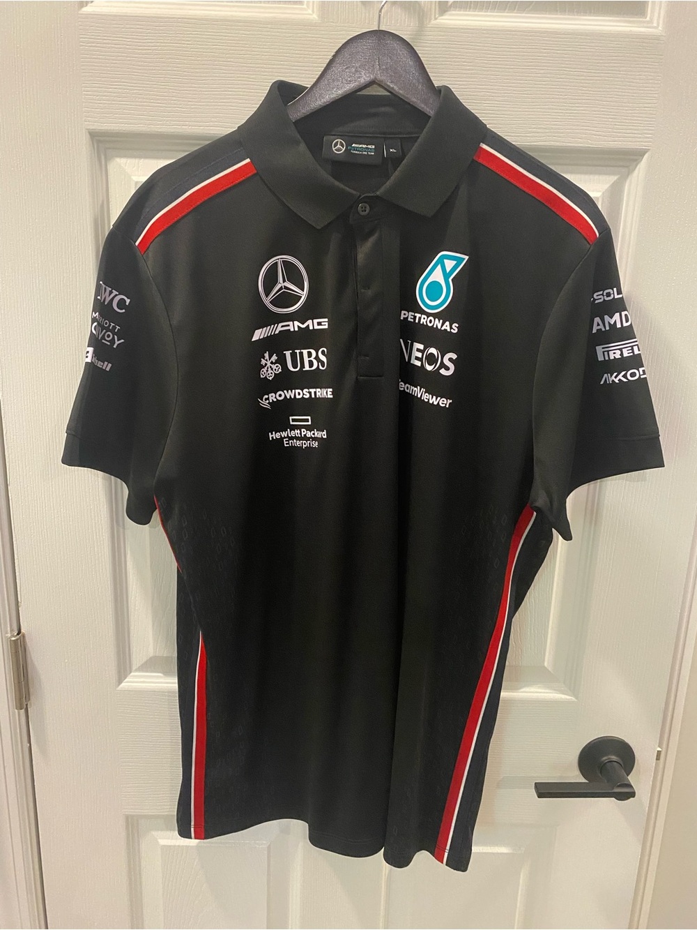 Mercedes AMG Petronas Black Polo Shirt - Extra Large